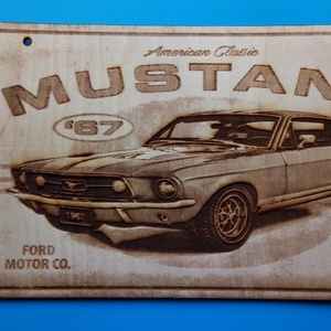 Ford Mustang fémtábla hangulatú gravírozás amei autó rajnogónak. - otthon & életmód - dekoráció - kép & falikép - fából készült kép - Meska.hu