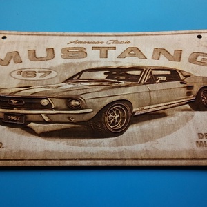 Ford Mustang fémtábla hangulatú gravírozás amei autó rajnogónak. - otthon & életmód - dekoráció - kép & falikép - fából készült kép - Meska.hu