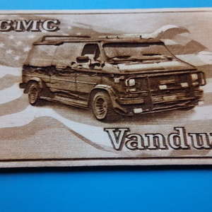 GMC VANDURA (zászló háttérrel), amerikai autós találkozó résztvevőknek. Veterán őrülteknek. Fém tábla hangulattal. - otthon & életmód - dekoráció - kép & falikép - fából készült kép - Meska.hu