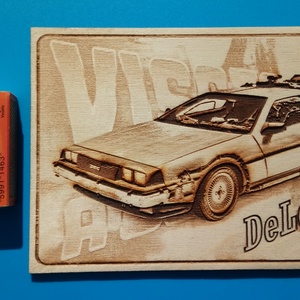DeLorean amerikai autós találkozó résztvevőknek. Veterán őrülteknek. Fém tábla hangulattal. - otthon & életmód - dekoráció - kép & falikép - fából készült kép - Meska.hu