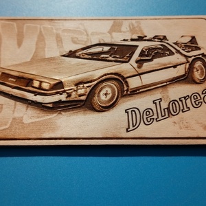 DeLorean amerikai autós találkozó résztvevőknek. Veterán őrülteknek. Fém tábla hangulattal. - otthon & életmód - dekoráció - kép & falikép - fából készült kép - Meska.hu