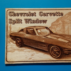 Chevrolet Corvet Split Window amerikai autós találkozó résztvevőknek. Veterán őrülteknek. Fém tábla hangulattal. - otthon & életmód - dekoráció - kép & falikép - fából készült kép - Meska.hu