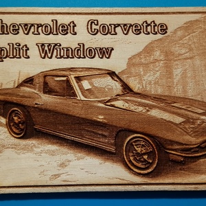 Chevrolet Corvet Split Window amerikai autós találkozó résztvevőknek. Veterán őrülteknek. Fém tábla hangulattal. - otthon & életmód - dekoráció - kép & falikép - fából készült kép - Meska.hu