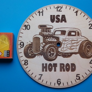 HOT ROAD rajz mintás falióra. (szines) Amerikai autó bolondoknak, veterán autósoknak. - Meska.hu