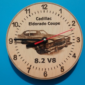 Cadillac Eldorado mintás falióra. (szines) Amerikai autó bolondoknak, veterán autósoknak. - otthon & életmód - dekoráció - fali és függő dekoráció - falióra & óra - Meska.hu