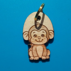 Majmos kulcstartó., Táska & Tok, Kulcstartó & Táskadísz, Kulcstartó, Ékszerkészítés, Gravírozás, pirográfia, MESKA
