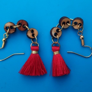 Bojtos fülbevaló. (kispiros) Láncos.  - esküvő - ékszer - fülbevaló - Meska.hu