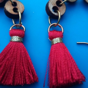 Bojtos fülbevaló. (kispiros) Láncos.  - esküvő - ékszer - fülbevaló - Meska.hu