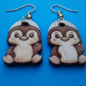 Gravírozott, kivágott pingvines fülbevaló. Pingvin alakkal készült füldísz. - esküvő - ékszer - fülbevaló - Meska.hu