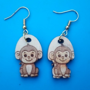 Gravírozott, kivágott majmos fülbevaló. Majom mintás füldísz., Esküvő, Ékszer, Fülbevaló, Ékszerkészítés, MESKA