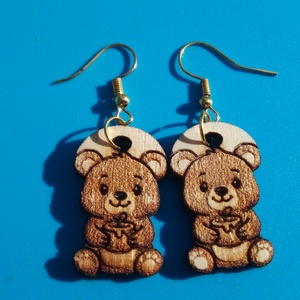 Gravírozott, kivágott macis ( medvés ) fülbevaló. Maci, medve mintával készült füldísz. - esküvő - ékszer - fülbevaló - Meska.hu