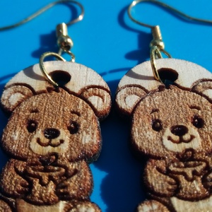 Gravírozott, kivágott macis ( medvés ) fülbevaló. Maci, medve mintával készült füldísz. - esküvő - ékszer - fülbevaló - Meska.hu