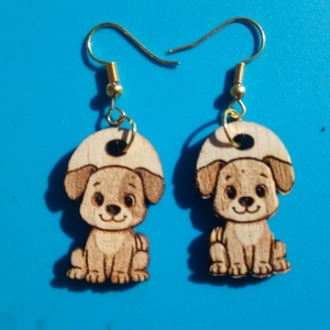 Gravírozott, kivágott kutyusos kutyás fülbevaló. Kutya, kutyus mintával készült füldísz., Esküvő, Ékszer, Fülbevaló, Ékszerkészítés, MESKA