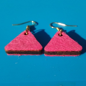 Rózsaszín filc bevonatú buli fülbevaló Karácsonyra, szilveszterre, mikulásra, vidám házibuliba, koncertre vagy ajándékba, Esküvő, Ékszer, Fülbevaló, Ékszerkészítés, Gravírozás, pirográfia, MESKA