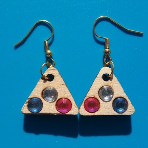 Kék, fehér, rózsaszín strasszos buli fülbevaló. Karácsonyra, szilveszterre, mikulásra, vidám házibuliba vagy ajándékba., Esküvő, Ékszer, Fülbevaló, Ékszerkészítés, Gravírozás, pirográfia, MESKA