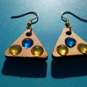 Kék, sárga strasszos buli fülbevaló. Karácsonyra, szilveszterre, mikulásra, vidám házibuliba, koncertre vagy ajándékba. - esküvő - ékszer - fülbevaló - Meska.hu