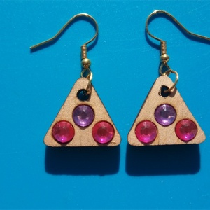 Lila, rózsaszín strasszos fülbevaló. Karácsonyra, szilveszterre, mikulásra, vidám házibuliba, koncertre vagy ajándékba., Esküvő, Ékszer, Fülbevaló, Ékszerkészítés, Gravírozás, pirográfia, MESKA