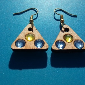 Sárga, kék strasszos buli fülbevaló Karácsonyra, szilveszterre, mikulásra, vidám házibuliba, koncertre vagy ajándékba. - esküvő - ékszer - fülbevaló - Meska.hu