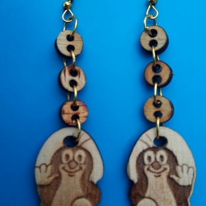 Láncos Vakond fülbevaló. Vakondos füldísz vakonddal. Kiváló ajándék lánynak, vidám hölgynek, nőnek szilveszterre. - Meska.hu