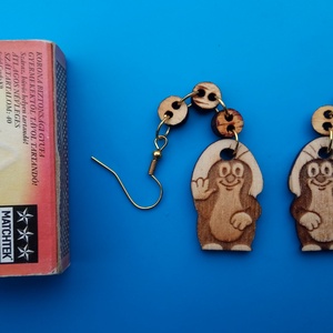 Láncos Vakond fülbevaló. Vakondos füldísz vakonddal. Kiváló ajándék lánynak, vidám hölgynek, nőnek szilveszterre. - esküvő - ékszer - fülbevaló - Meska.hu