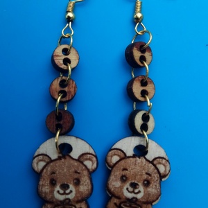 Láncos Maci, medve fülbevaló. Macis füldísz macival. Kiváló ajándék lánynak, vidám hölgynek, nőnek szilveszterre. - Meska.hu