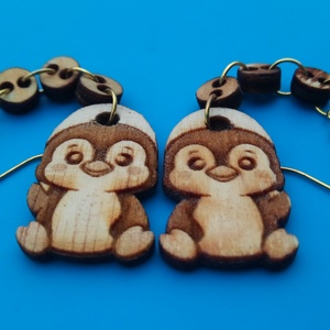 Láncos, lógós, Pingvin fülbevaló. Pingvines füldísz pingvinnel Kiváló ajándék lánynak vidám hölgynek nőnek szilveszterre - esküvő - ékszer - fülbevaló - Meska.hu