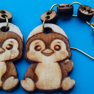 Láncos, lógós, Pingvin fülbevaló. Pingvines füldísz pingvinnel Kiváló ajándék lánynak vidám hölgynek nőnek szilveszterre - esküvő - ékszer - fülbevaló - Meska.hu