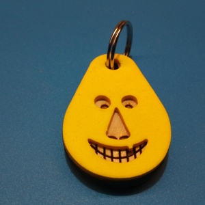 Sárga, Vidám Busó kulcstartó. Gumírozott felület, gravírozott alappal. Vidámaknak jár, búsulóknak vidító ajándék. - táska & tok - kulcstartó & táskadísz - kulcstartó - Meska.hu