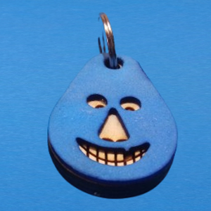 Kék, Vidám Busó kulcstartó. Gumírozott felület, gravírozott alappal. Vidámaknak jár, búsulóknak vidító ajándék. - Meska.hu