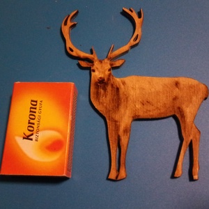 Szarvas vitrindísz. Vagy asztali dísz. Karácsonyra, mikulásra, szilveszterre. Vadásznak, állatbarátnak, erdőjárónak., Esküvő, Dekoráció, Asztaldísz, Gravírozás, pirográfia, MESKA