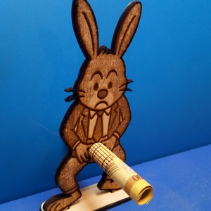 Húsvéti pénzátadó nyuszi, felnőtteknek. Vicces, vidám nyúl, de főleg pikáns., Ünnepi díszek, dekorációk, Húsvéti díszek és dekorációk, Húsvéti pénzátadó, Gravírozás, pirográfia, MESKA