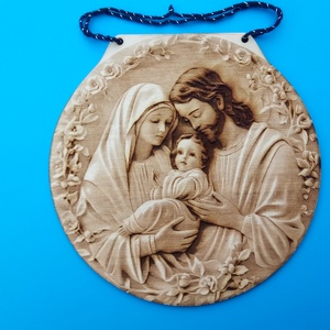 Az újszülött Jézuska. Húsvéti ajándék idősebbeknek, vallásos érzelműeknek. Gravírozott fa falikép. - otthon & életmód - dekoráció - kép & falikép - fából készült kép - Meska.hu