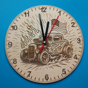 Húsvétra, ajándékba: HOT ROD mintás falióra. USA autó rajongónak, veteránosnak. - otthon & életmód - dekoráció - fali és függő dekoráció - falióra & óra - Meska.hu