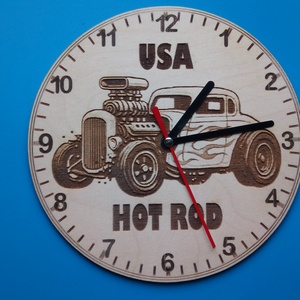 Húsvétra ajándékba: Sima HOT ROD mintás falióra. USA autó rajongónak, veteránosnak. - otthon & életmód - dekoráció - fali és függő dekoráció - falióra & óra - Meska.hu