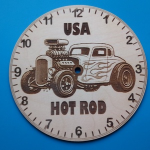 Húsvétra ajándékba: Sima HOT ROD mintás falióra. USA autó rajongónak, veteránosnak. - otthon & életmód - dekoráció - fali és függő dekoráció - falióra & óra - Meska.hu