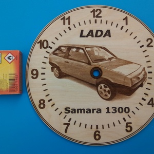 LADA Samara (3 ajtós) mintás falióra. Ajándékba: autó rajongónak, veteránosnak. - otthon & életmód - dekoráció - fali és függő dekoráció - falióra & óra - Meska.hu