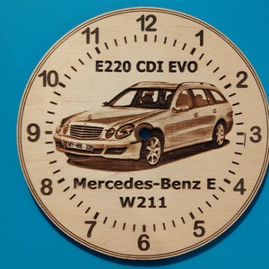 Mercedes E E220 CDI EVO W211 mintás falióra. Ajándékba: autó rajongónak, veteránosnak. - Meska.hu