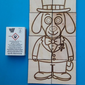 Kutya vőlegény, macska / cica menyasszony. Kirakós játék esküvőre, kisgyerekeknek, de főleg gyerekvigyázóknak., Játék & Sport, Puzzle, Kirakó, kocka kirakó, Gravírozás, pirográfia, MESKA