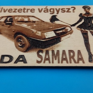 LADA samara 5a hűtőmágenes. Retro stílus, 70-es évek. Élvezetre vágysz? felirattal, lánnyal. - otthon & életmód - konyhafelszerelés, tálalás - konyhai dekoráció - hűtőmágnes - Meska.hu