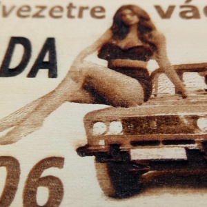 LADA 2106 hűtőmágenes. Retro stílus, 70-es évek. Élvezetre vágysz? felirattal, lánnyal. - otthon & életmód - konyhafelszerelés, tálalás - konyhai dekoráció - hűtőmágnes - Meska.hu