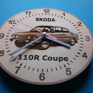 Skoda 110 R Coupe mintás gravírozott ritka falióra. Óra, Skodásnak. - otthon & életmód - dekoráció - fali és függő dekoráció - falióra & óra - Meska.hu