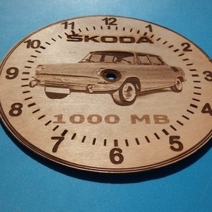Skoda 1000MB mintás gravírozott ritka falióra. Óra, Skodásnak.  - otthon & életmód - dekoráció - fali és függő dekoráció - falióra & óra - Meska.hu