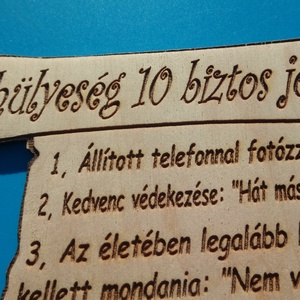 A hülyeség 10 biztos jele című, gravírozott, vicces(nek szánt), bölcselet pergamen tábla. - otthon & életmód - dekoráció - kép & falikép - táblakép - Meska.hu