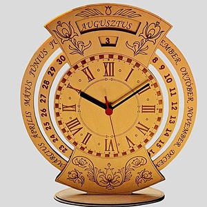 Öröknaptár órával, Otthon & Életmód, Dekoráció, Fali és függő dekoráció, Falinaptár & Öröknaptár, Famegmunkálás, MESKA