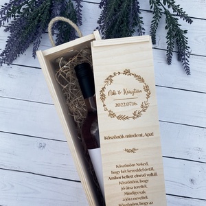 Egyedi Esküvői szülőköszöntő bortartó doboz fából koszorús - esküvő - emlék & ajándék - szülőköszöntő ajándék - Meska.hu