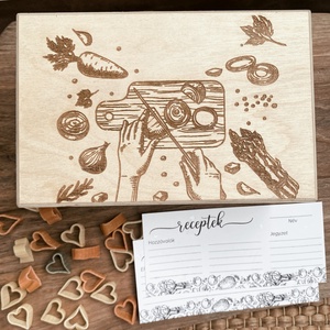 Egyedi Receptdoboz recept lapokkal Díszdobozban - otthon & életmód - konyhafelszerelés, tálalás - sütés, főzés - receptfüzet - Meska.hu