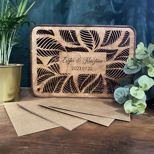 Borítékgyűjtő doboz - Levél mintás - Retró - esküvő - emlék & ajándék - nászajándék - esküvői pénzátadó doboz - Meska.hu