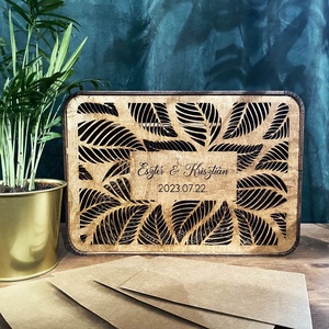 Borítékgyűjtő doboz - Levél mintás - Retró, Esküvő, Emlék & Ajándék, Nászajándék, Esküvői pénzátadó doboz, Famegmunkálás, MESKA