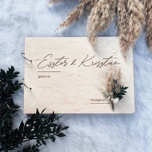 Esküvői vendégkönyv � Fa borítós natúr � Természet, Esküvő, Emlék & Ajándék, Vendégkönyv, Gravírozás, pirográfia, MESKA
