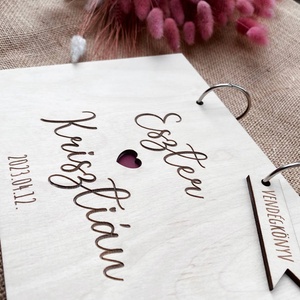 Esküvői vendégkönyv � Fa borítós natúr � szív - esküvő - emlék & ajándék - vendégkönyv - Meska.hu